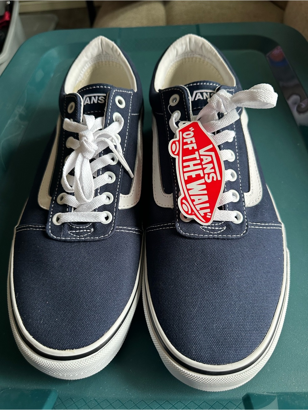 Vans Navy Canvas Low-Top Sneakers with White Stripe